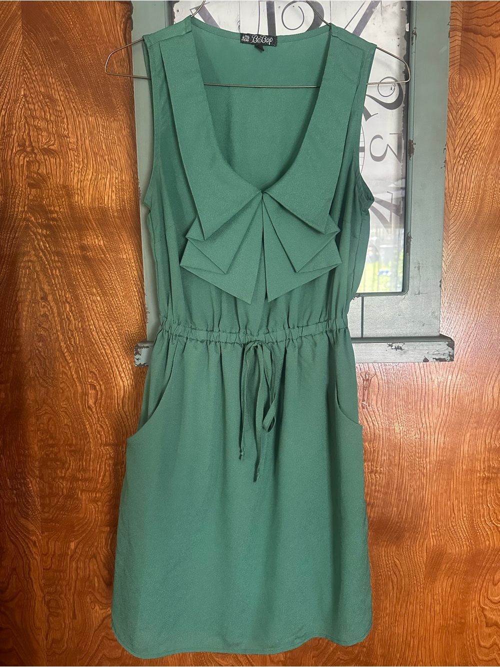 BeBop Emerald Green Sleeveless Drawstring Mini Dress